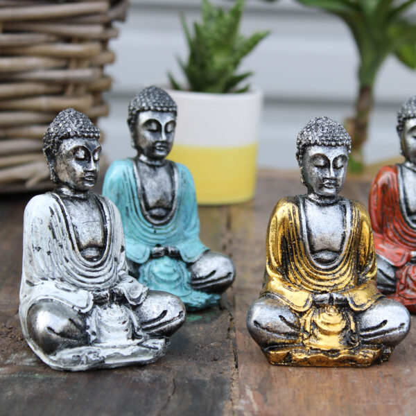 Mini Bouddha argenté (couleurs assorties)- Vendu par 6 – Image 3