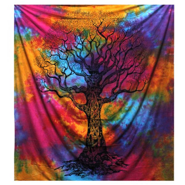Couvre-lit double en coton + tenture murale - Arbre d'hiver- Vendu par 1