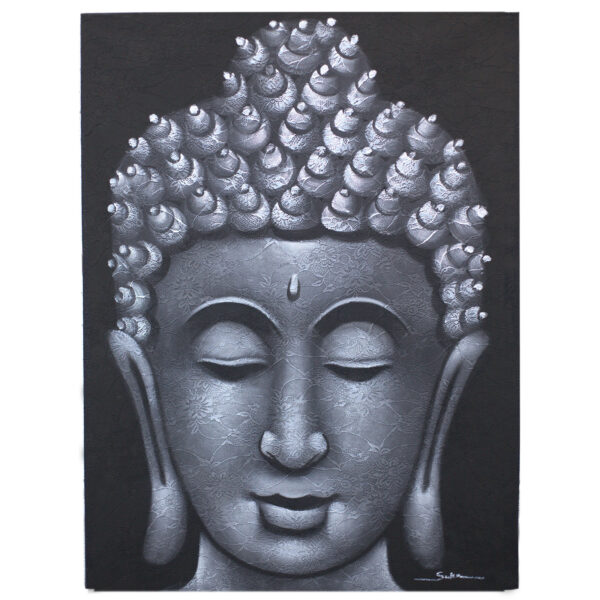 Peinture de Bouddha - Détail de brocart gris- Vendu par 1