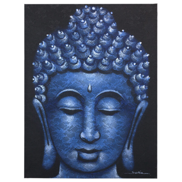 Peinture de Bouddha - Détail de brocart bleu- Vendu par 1