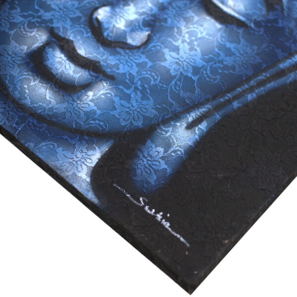 Peinture de Bouddha - Détail de brocart bleu- Vendu par 1 – Image 4