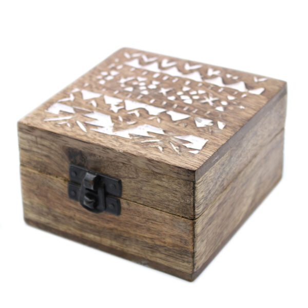 Boîte en bois lavé blanc - Conception slave 4x4- Vendu par 1