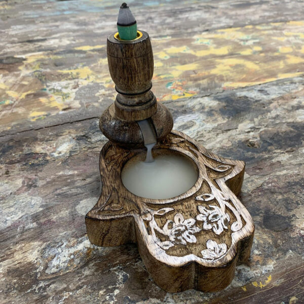 Brûleur à refoulement en bois de manguier Sm - Hamsa- Vendu par 1 – Image 4
