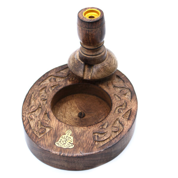 Brûleur à refoulement en bois de manguier Sm - Bouddha en laiton- Vendu par 1 – Image 2
