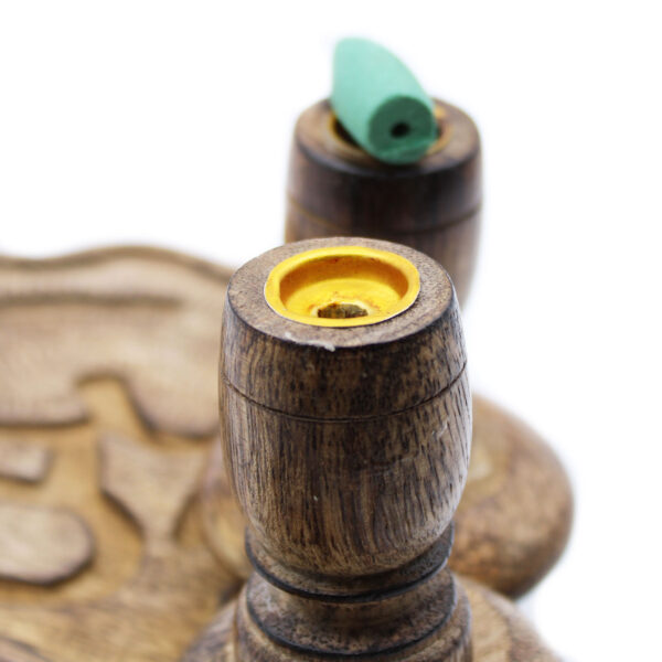Brûleur à refoulement en bois de manguier - Hamsa- Vendu par 1 – Image 2