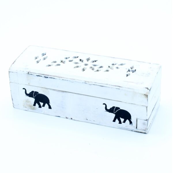 Porte-encens lavé blanc - Boîte à fumée conique 15 cm- Vendu par 1