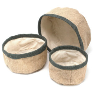 Lot de 3 Paniers en Jute Naturel - Charbon- Vendu par 1