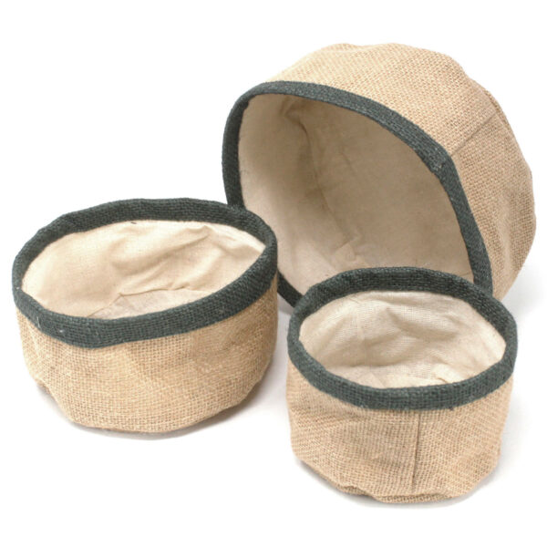 Lot de 3 Paniers en Jute Naturel - Charbon- Vendu par 1