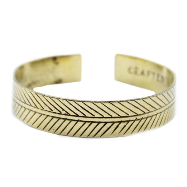 Bracelet Tibétain en Laiton - Grande Feuille Tribale- Vendu par 1
