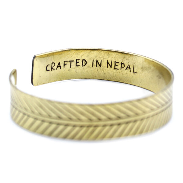Bracelet Tibétain en Laiton - Grande Feuille Tribale- Vendu par 1 – Image 2