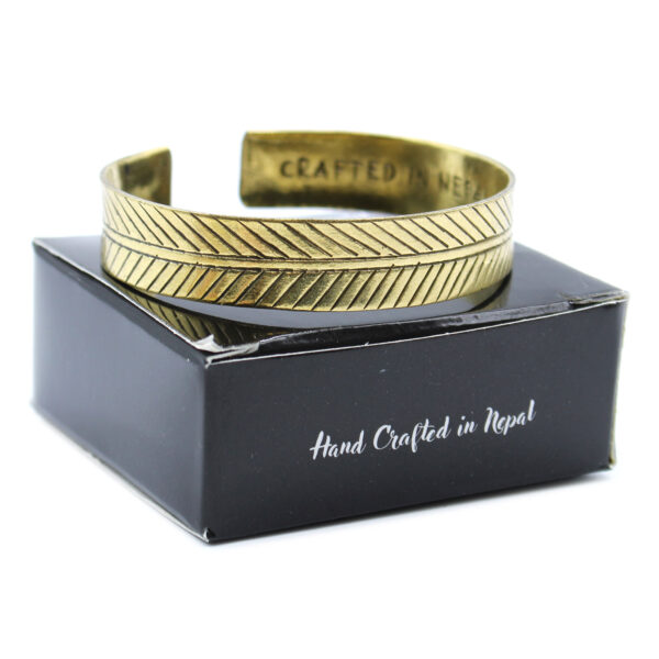Bracelet Tibétain en Laiton - Grande Feuille Tribale- Vendu par 1 – Image 3