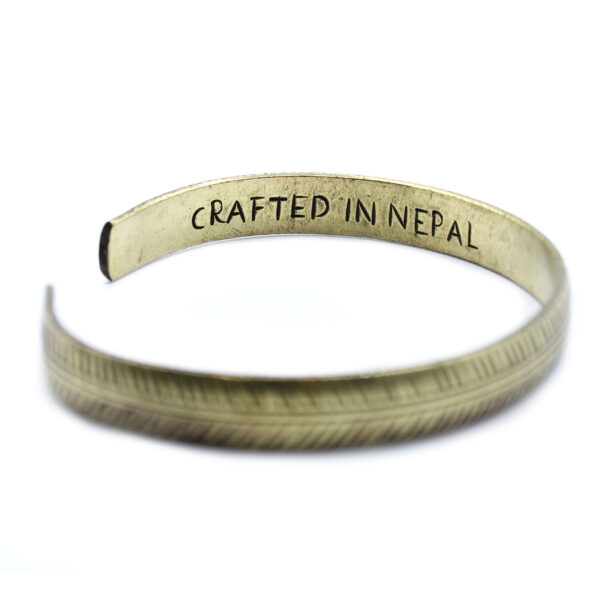 Bracelet Tibétain en Laiton - Feuille Tribale Mince- Vendu par 1