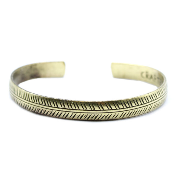 Bracelet Tibétain en Laiton - Feuille Tribale Mince- Vendu par 1 – Image 2