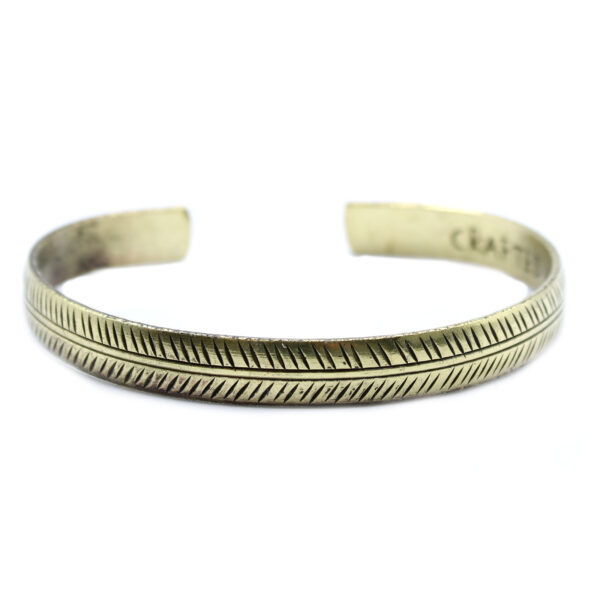Bracelet Tibétain en Laiton - Feuille Tribale Mince- Vendu par 1 – Image 3