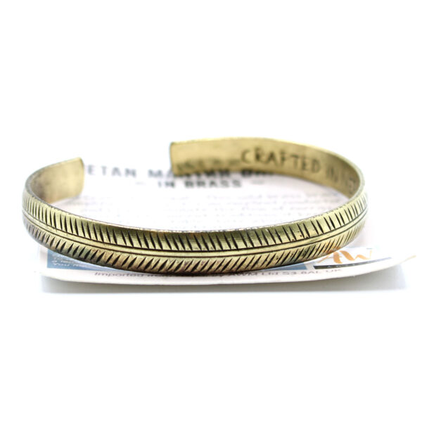 Bracelet Tibétain en Laiton - Feuille Tribale Mince- Vendu par 1 – Image 4