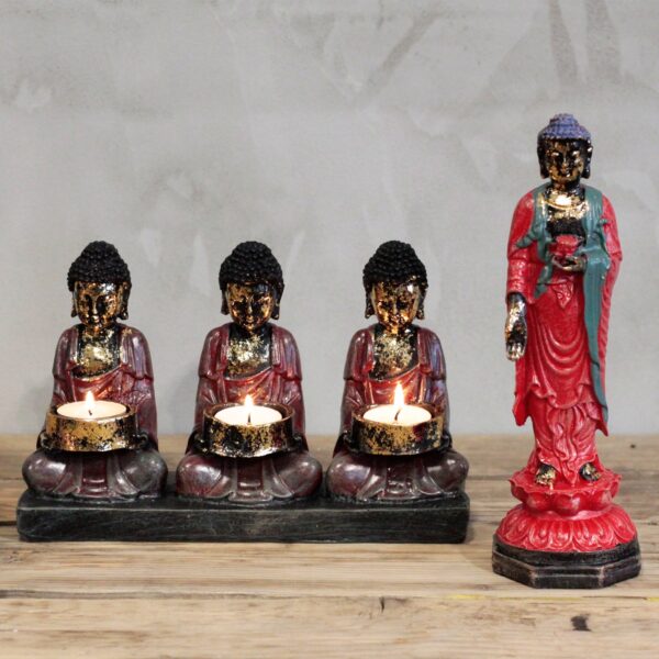 Bouddha Antique - Bougeoir Trois Dévots- Vendu par 1 – Image 4