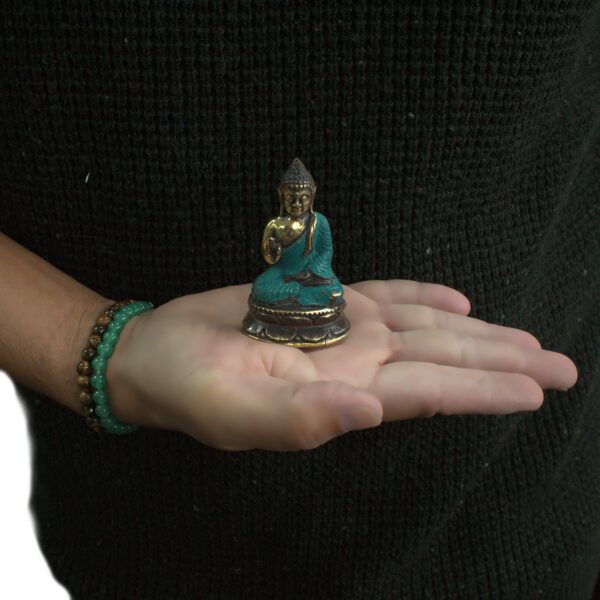 Mini Bouddha assis main levée- Vendu par 1 – Image 2