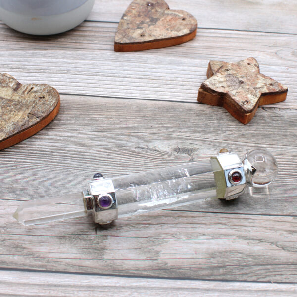 Baguette de guérison en cristal hexagonale - 12 cm - Quartz de roche- Vendu par 1 – Image 4