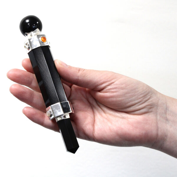 Baguette de Guérison en Cristal Hexagonal - 12 cm - Agate Noire- Vendu par 1 – Image 3