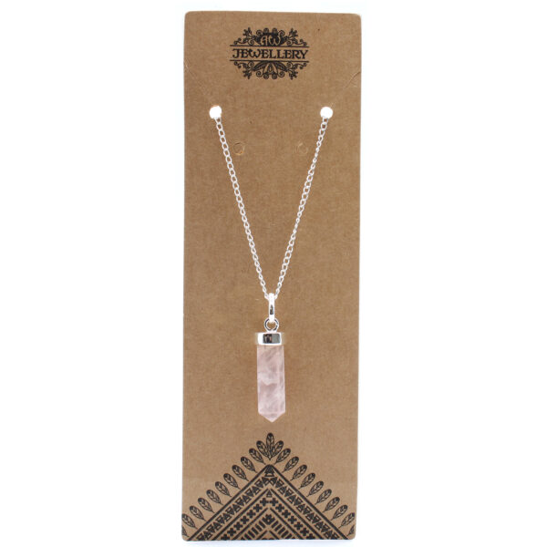 Pendentif à pointe classique avec pierres précieuses - Quartz rose- Vendu par 1