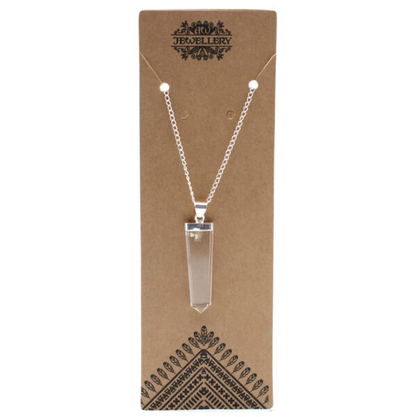 Pendentif crayon plat en pierres précieuses - Quartz de roche- Vendu par 1