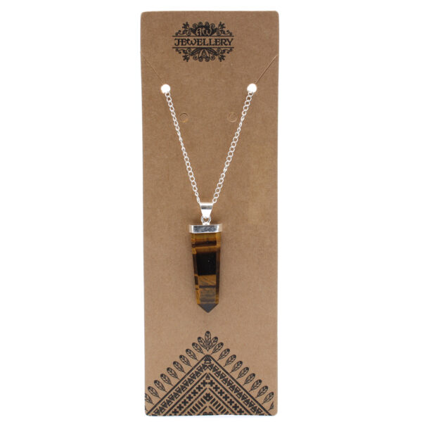 Pendentif Crayon Plat en Pierre Précieuse - Oeil de Tigre- Vendu par 1