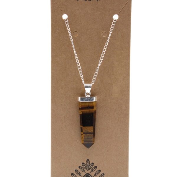 Pendentif Crayon Plat en Pierre Précieuse - Oeil de Tigre- Vendu par 1 – Image 2