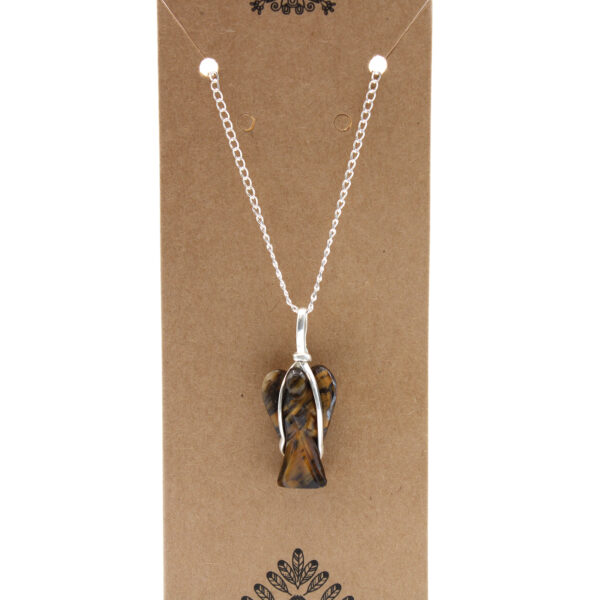 Pendentif Ange Gardien en Pierre Précieuse - Oeil de Tigre- Vendu par 1 – Image 2