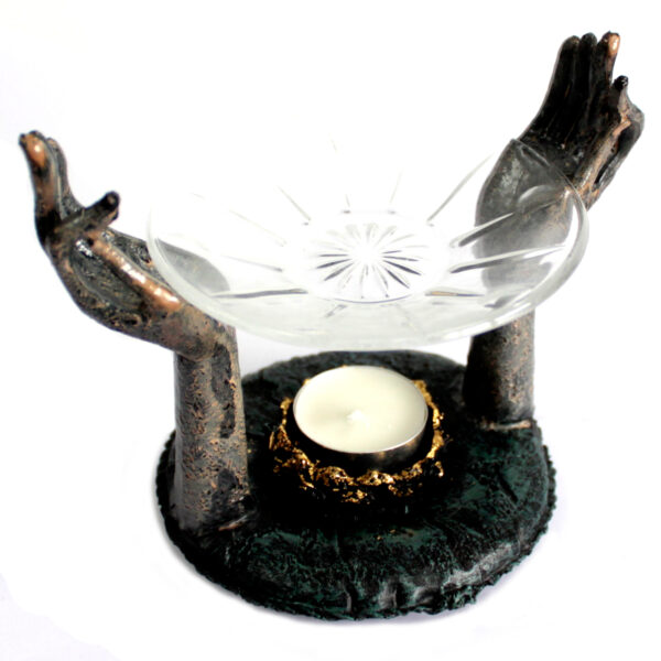 Bouddha antique - Brûleur à huile Om Hands- Vendu par 1