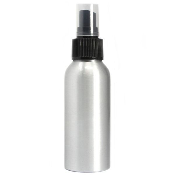 Bouteille en aluminium de 100 ml avec bouchon pulvérisateur noir- Vendu par 1
