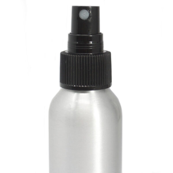 Bouteille en aluminium de 100 ml avec bouchon pulvérisateur noir- Vendu par 1 – Image 2