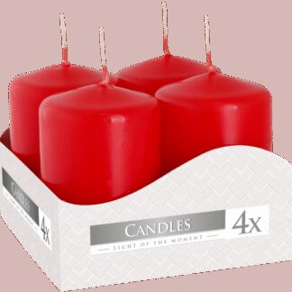 Set de Bougies Piliers 40x60mm (4 pièces) - Rouge- Vendu par 1