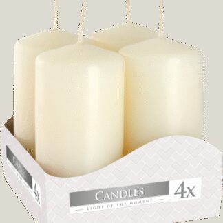 Set de Bougies Piliers 40x80mm (4 pièces) - Ivoire- Vendu par 1