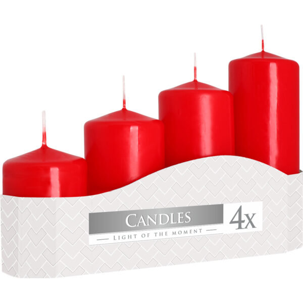 Set de Bougies Piliers 50mm (11/16/22/33H) (4 pièces) - Rouge- Vendu par 1 – Image 2