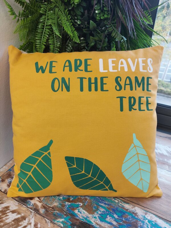 Housse de Coussin en Coton Imprimé - We are Leaves - Jaune- Vendu par 1