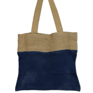 Sac en filet de jute et coton doux pur - Denim- Vendu par 1