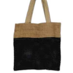 Sac en filet de jute et coton doux pur - Noir- Vendu par 1