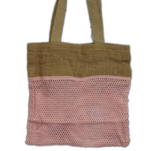 Sac en filet de jute et coton doux pur - Rose- Vendu par 1