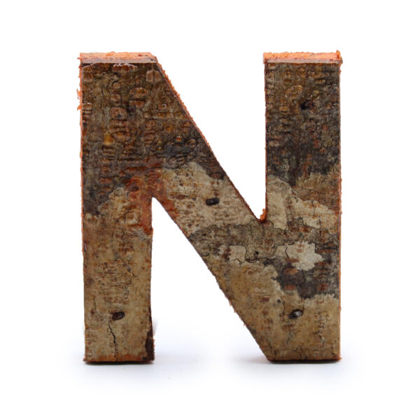 Lettre d'écorce rustique - "N" - 7 cm- Vendu par 1