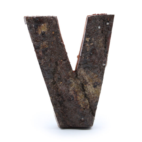 Lettre d'écorce rustique - "V" - 7 cm- Vendu par 1