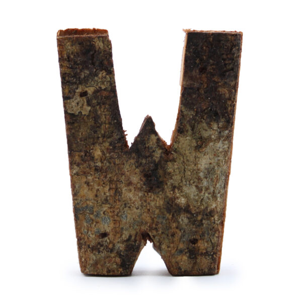 Lettre d'écorce rustique - "W" - 7 cm- Vendu par 1