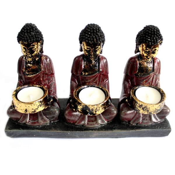 Bouddha Antique - Bougeoir Trois Dévots- Vendu par 1 – Image 2