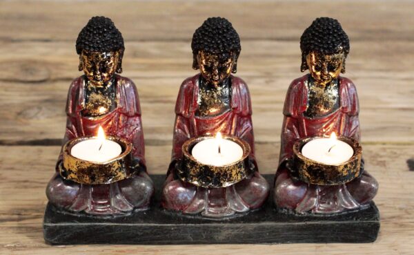 Bouddha Antique - Bougeoir Trois Dévots- Vendu par 1 – Image 3