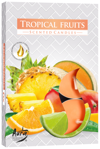Lot de 6 bougies chauffe-plat parfumées - Fruits Tropicaux- Vendu par 1