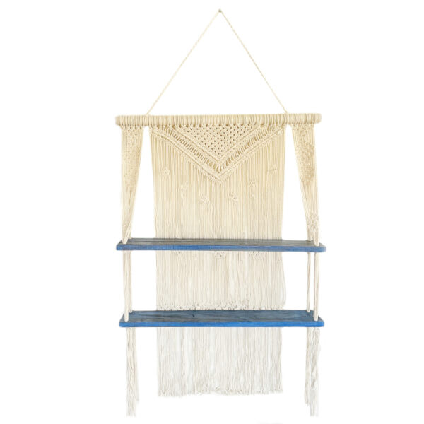Etagères suspendues en macramé naturel - Bleu- Vendu par 1