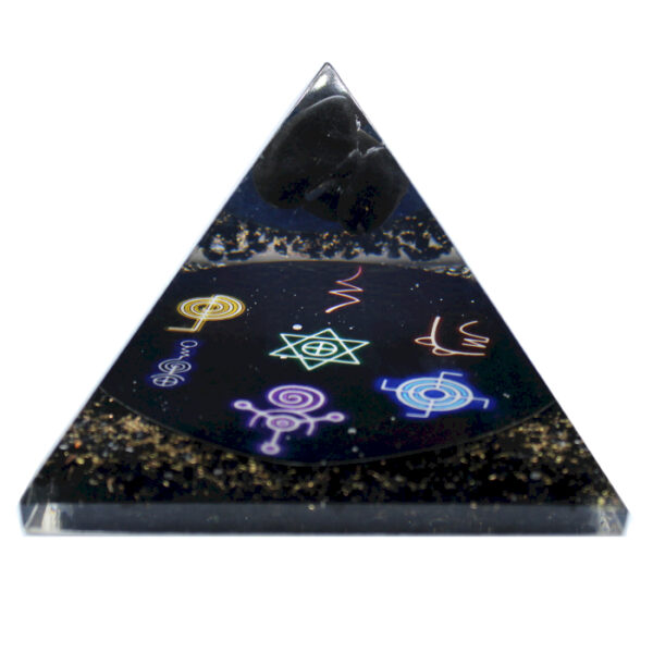 Pyramide d'orgonite - Reiki de minuit - 90 mm- Vendu par 1