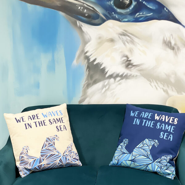 Housse de Coussin en Coton Imprimé - We are Waves - Bleu- Vendu par 1 – Image 4