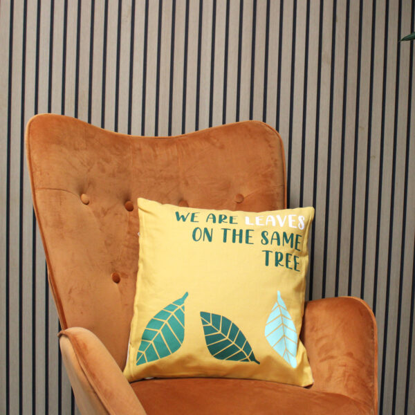 Housse de Coussin en Coton Imprimé - We are Leaves - Jaune- Vendu par 1 – Image 3