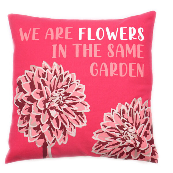 Housse de Coussin en Coton Imprimé - We are Flowers - Rose- Vendu par 1