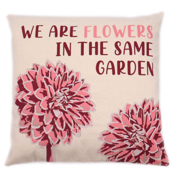 Housse de Coussin en Coton Imprimé - We are Flowers - Rose- Vendu par 1 – Image 4